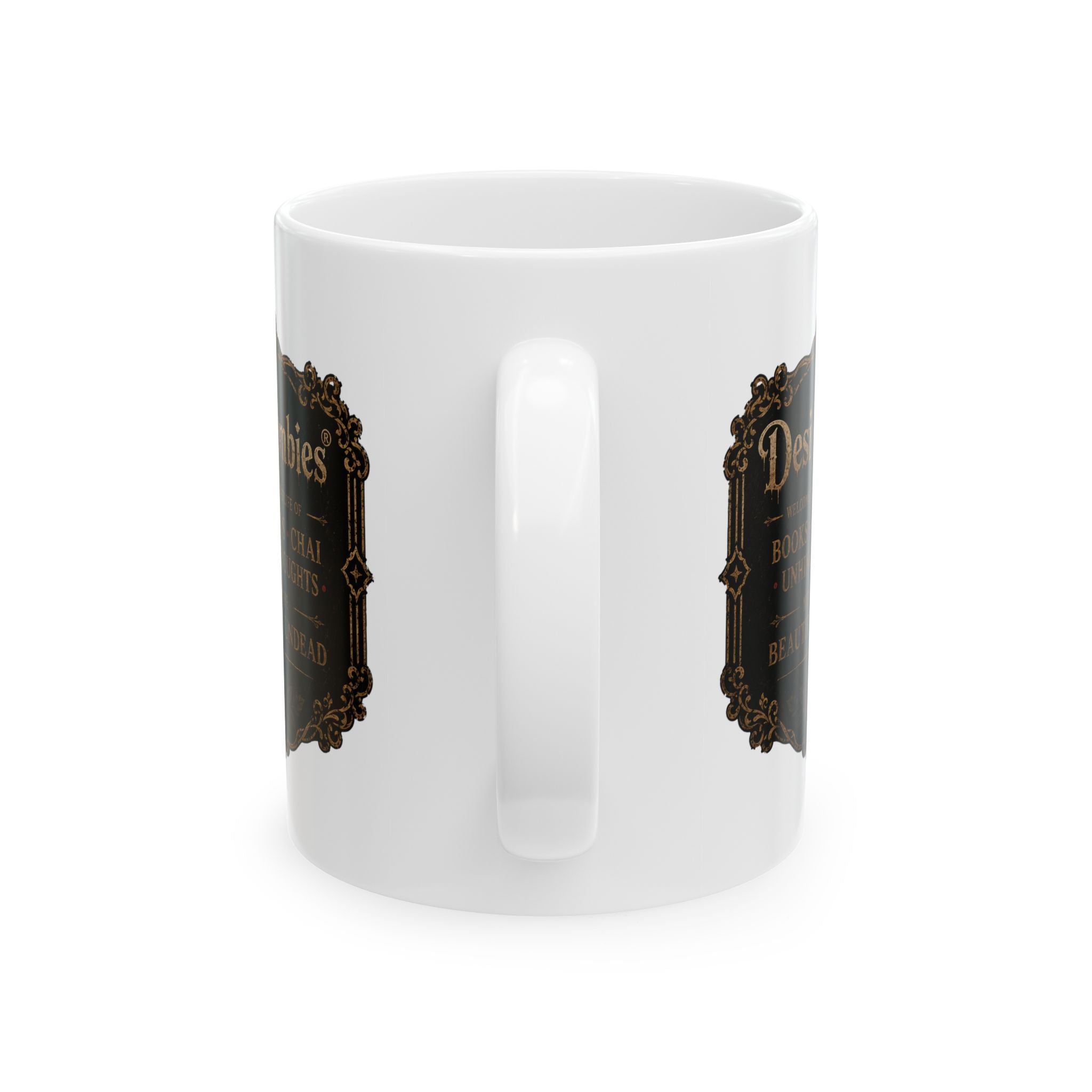 Desi Zombies® Coffee Mug — Vintage Antique Frame ‘Dark Things’ Gothic Tea Cup (11oz/15oz)