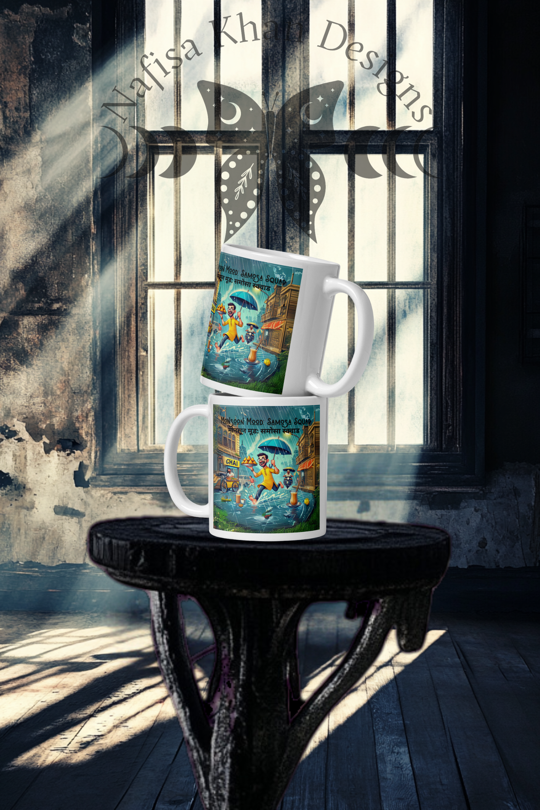 Monsoon Mood: Samosa Squad White glossy mug