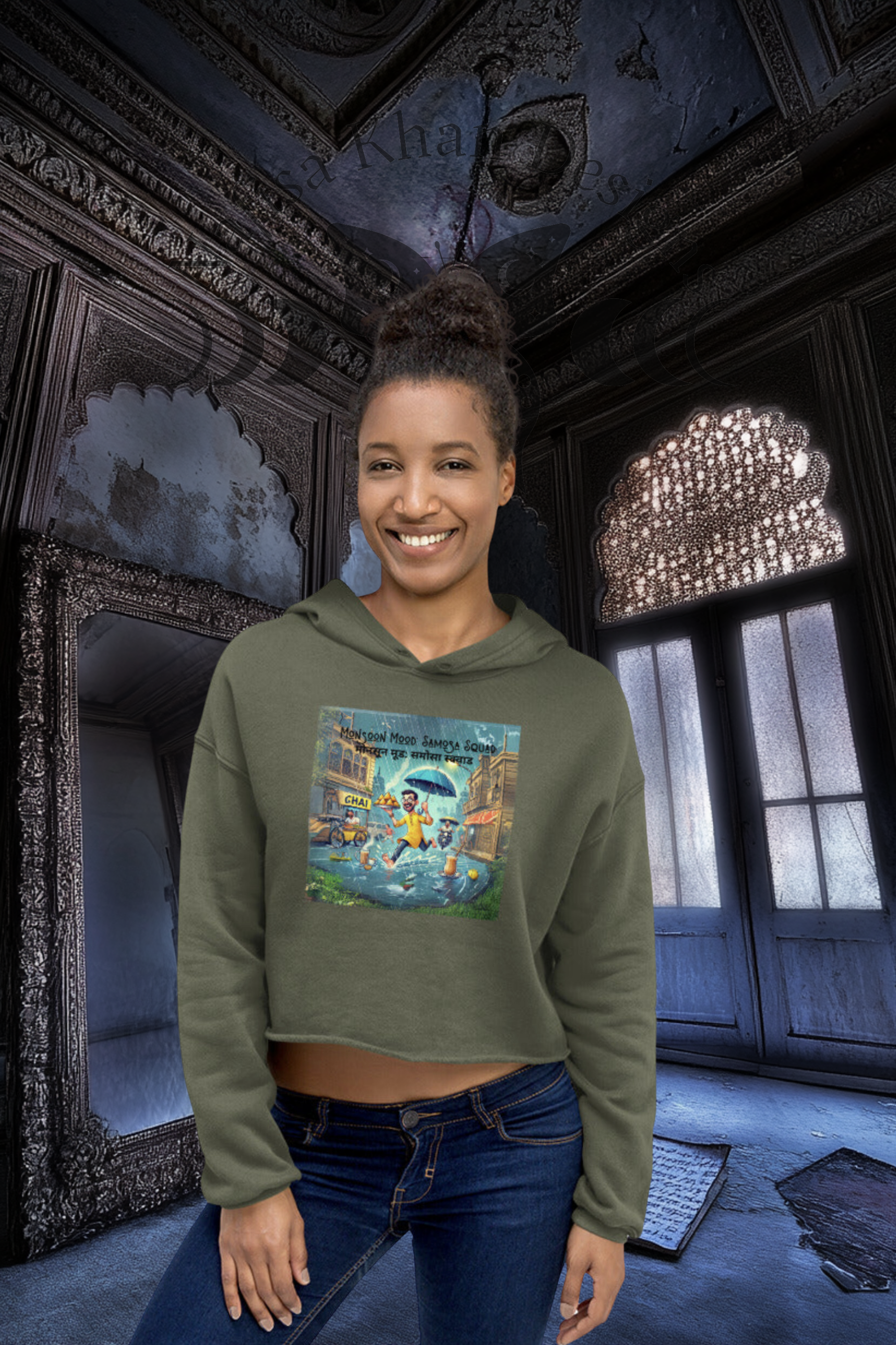 Monsoon Mood: Samosa Squad Crop Hoodie