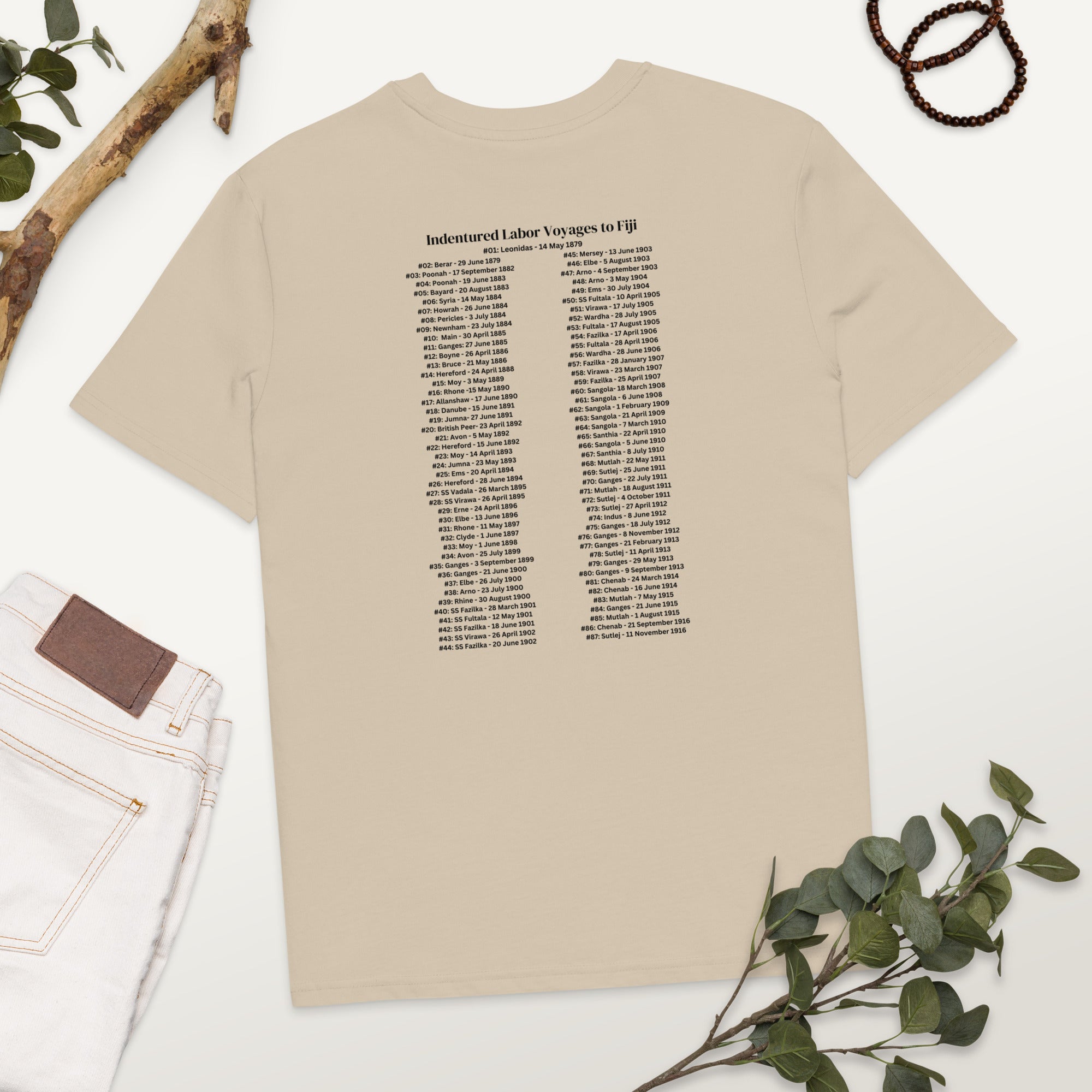 Indentured Labor Voyages to Fiji T-Shirt – Honoring the Girmitya Legacy featuring modern Desi fashion with a fusion of tradition and streetwear style.