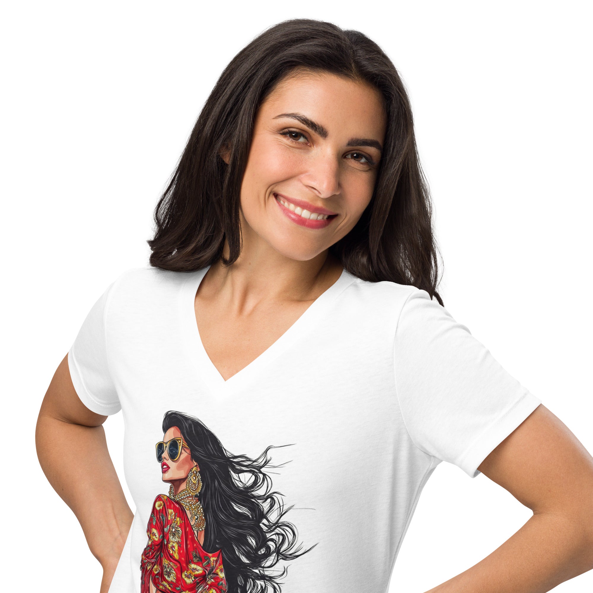 Rooted in Culture, Soaring with Style V-Neck T-Shirt – Wear Your Heritage with Confidence featuring modern Desi fashion with a fusion of tradition and streetwear style.