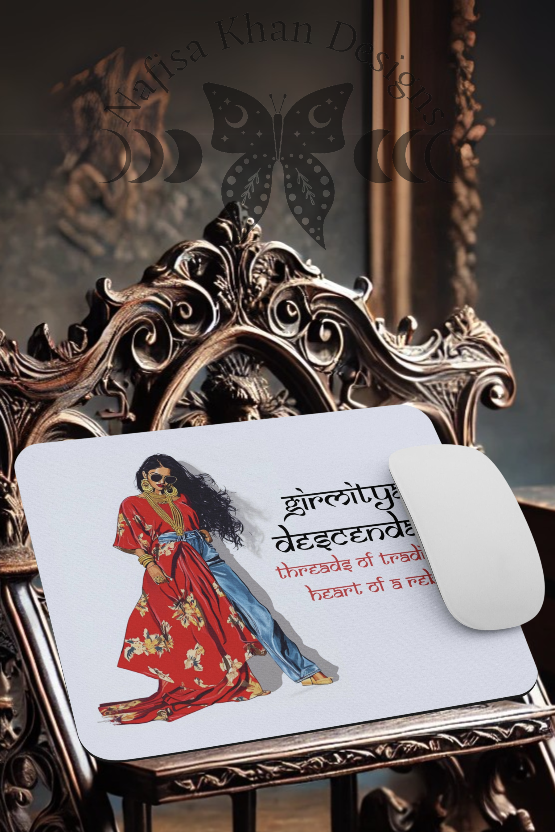 "Girmitya Descendant" Heritage Mouse Pad - Threads of Tradition