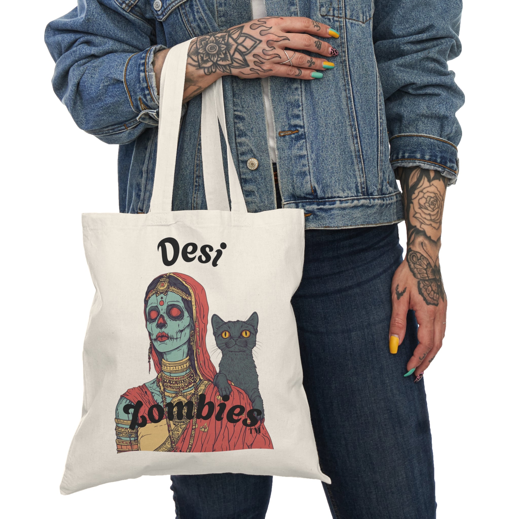 Desi Zombies Tote Bag — Indian Zombie Bride Illustration Cotton Tote