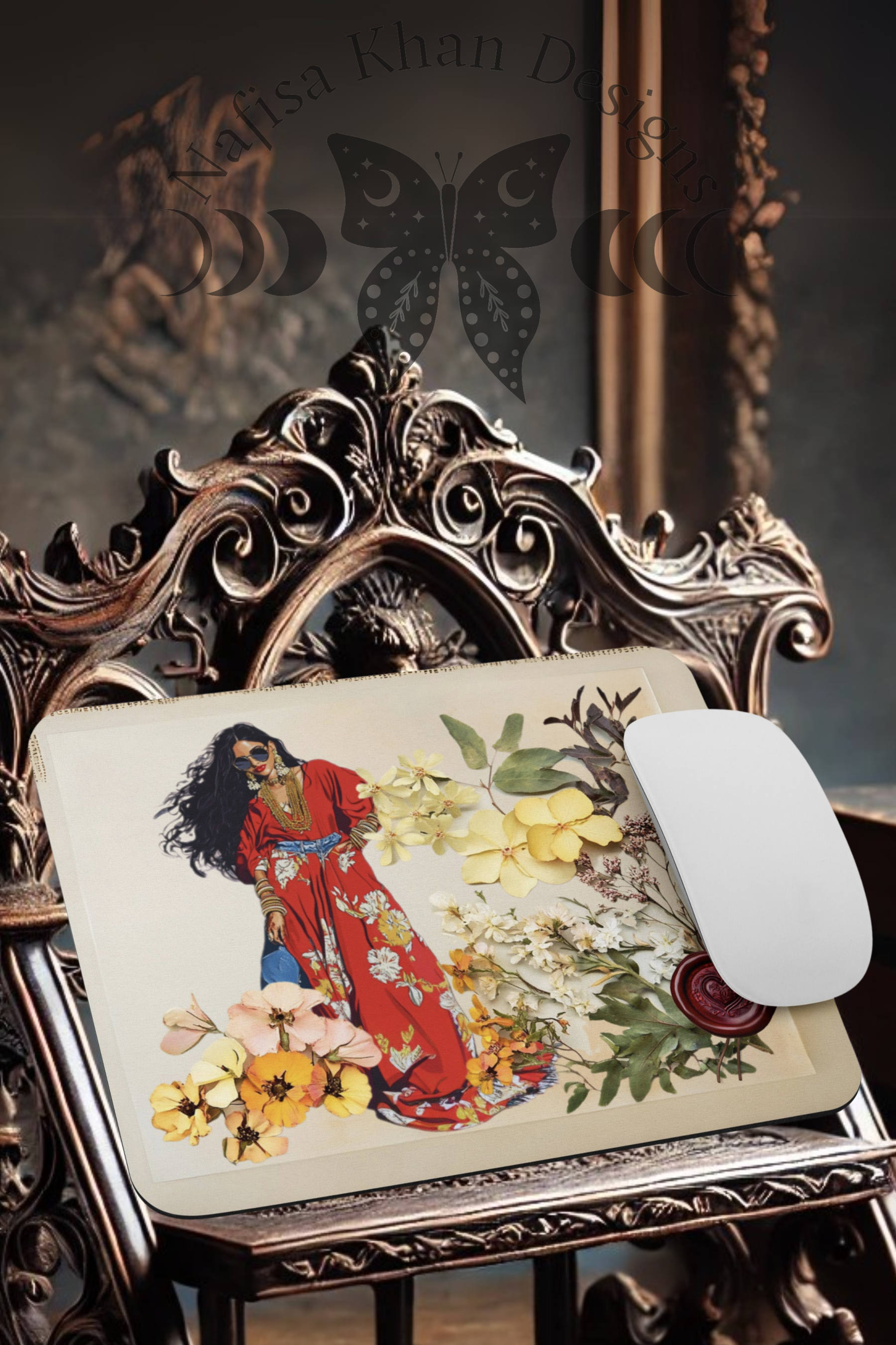 Girmitiya Descendant Floral Collage Mouse Pad