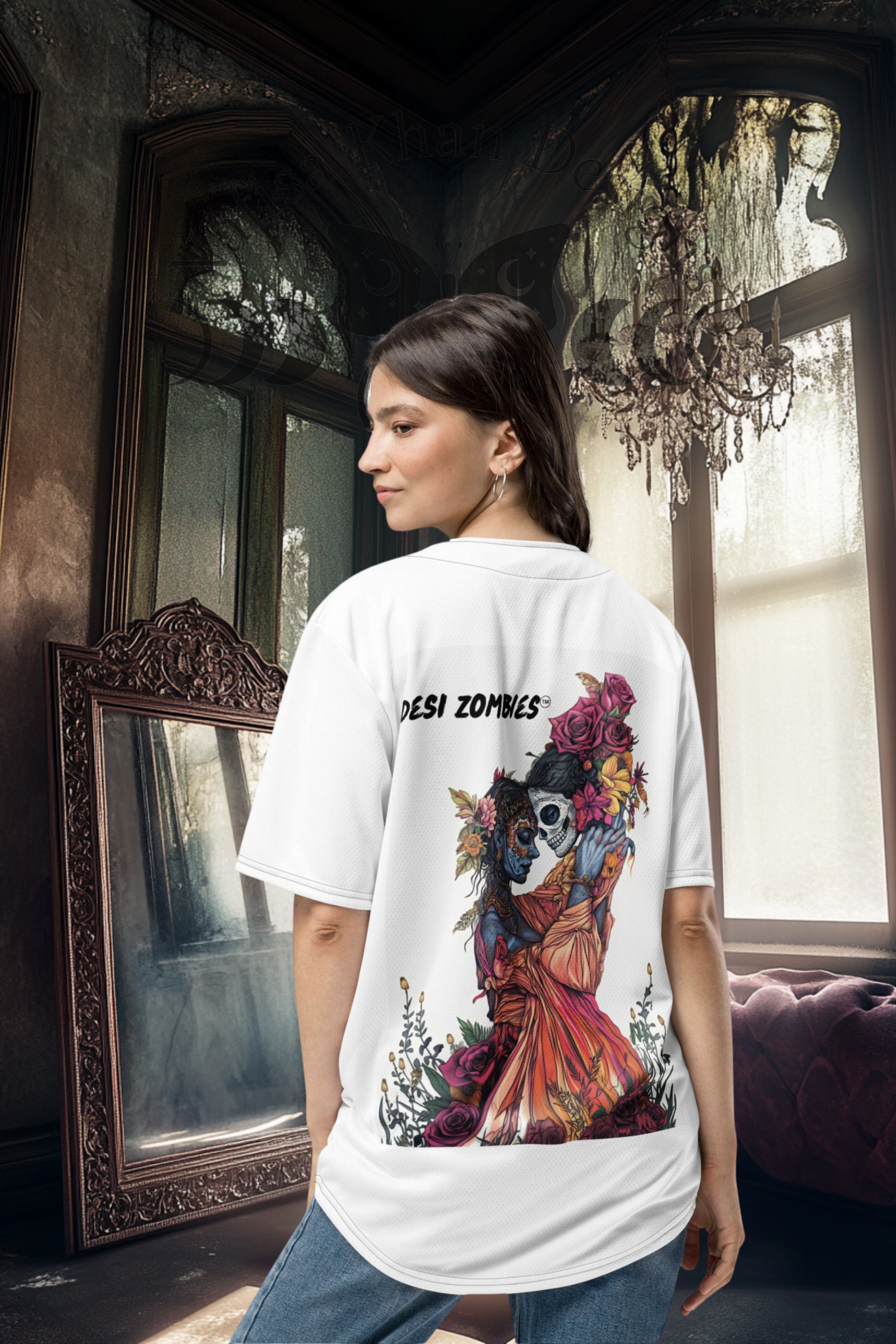 Desi Zombie Romance Recycled Baseball Jersey – Sporty, Spooky, & Sustainable!