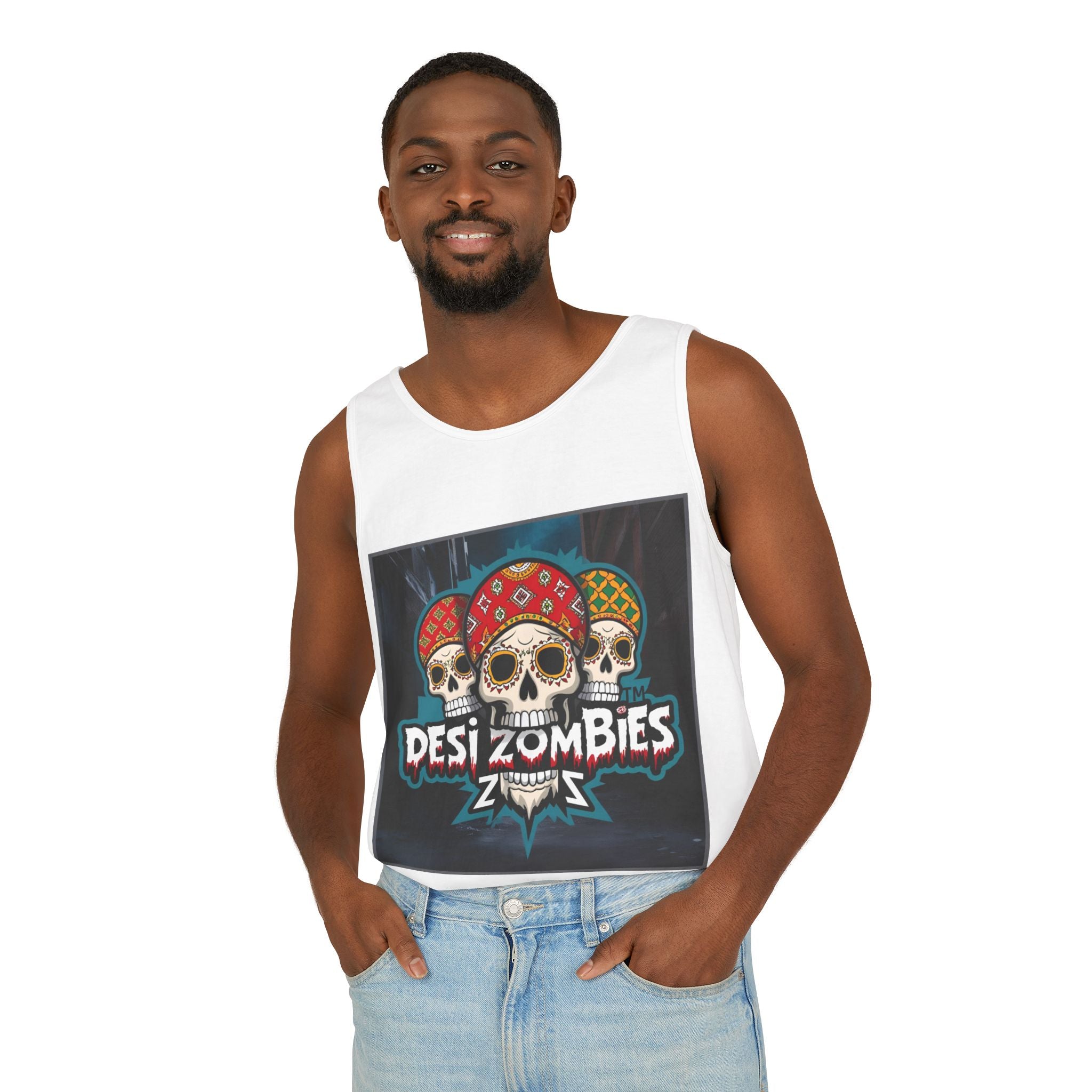 Desi Zombies Skull Tank Top — Day of the Dead Style Graphic Tank