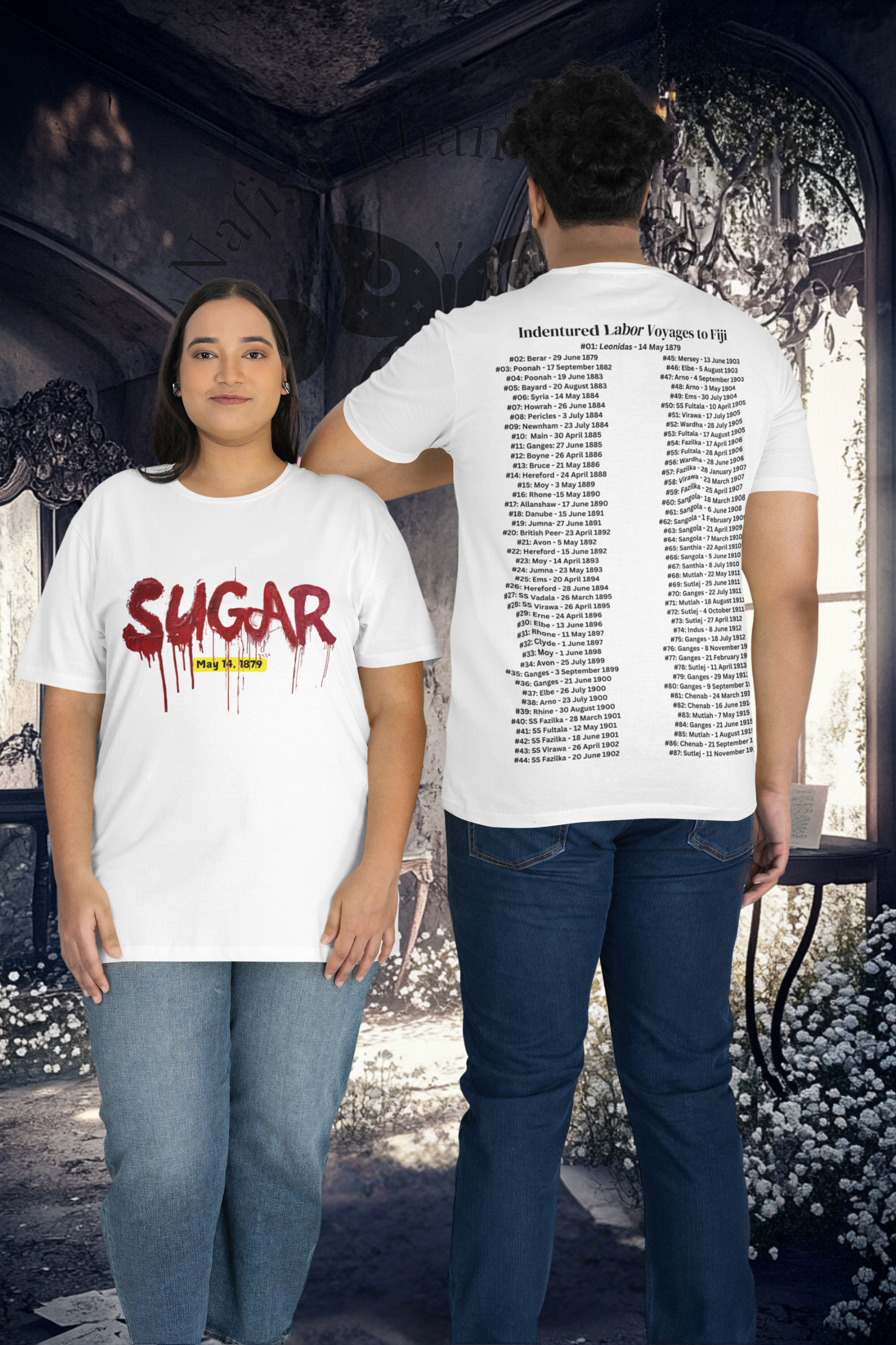 Indentured Labor Voyages to Fiji T-Shirt – Honoring the Girmitya Legacy featuring modern Desi fashion with a fusion of tradition and streetwear style.