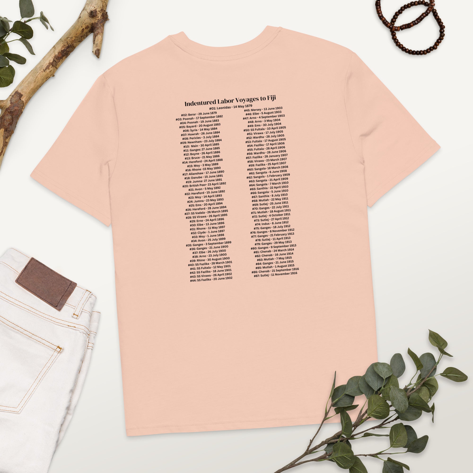 Indentured Labor Voyages to Fiji T-Shirt – Honoring the Girmitya Legacy featuring modern Desi fashion with a fusion of tradition and streetwear style.