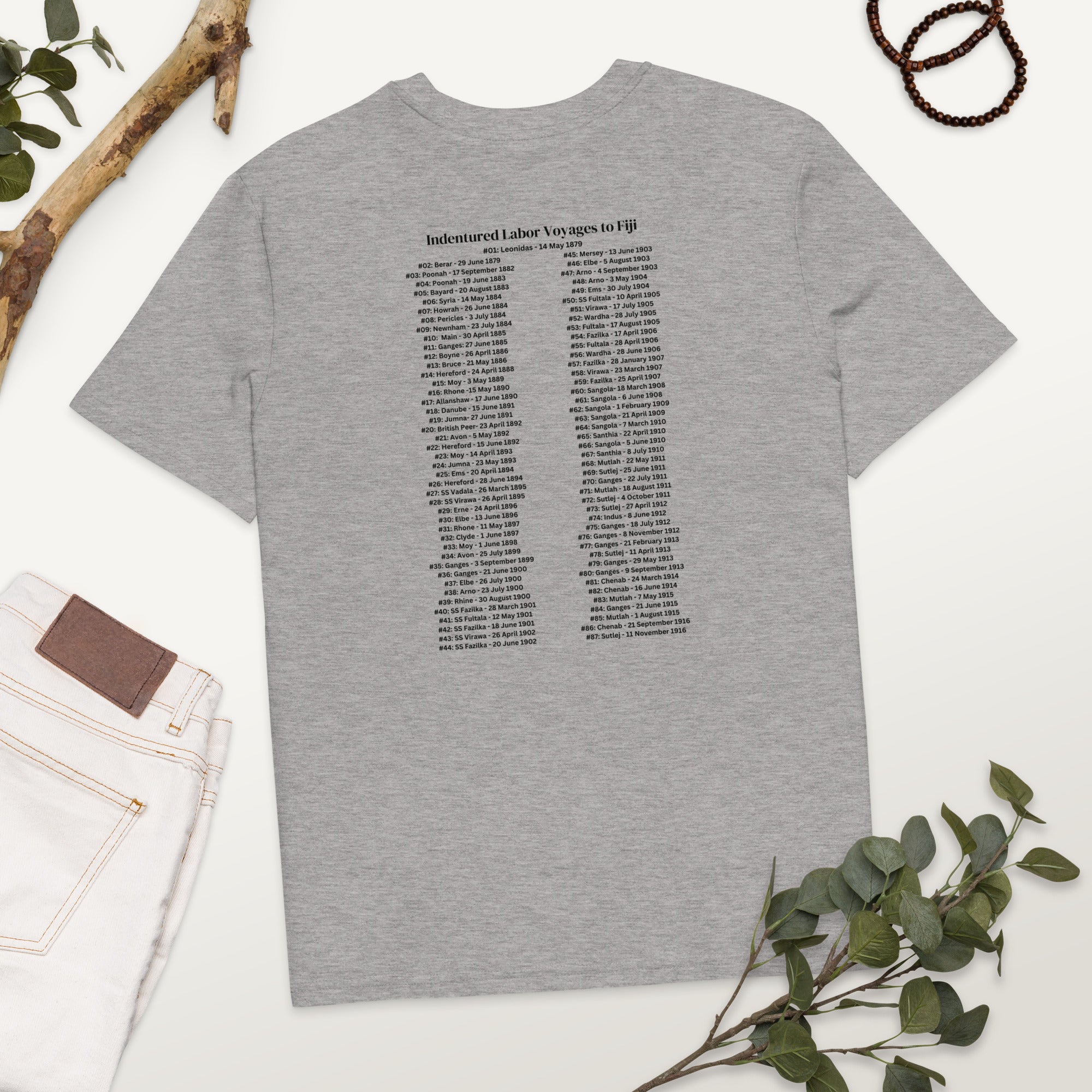 Indentured Labor Voyages to Fiji T-Shirt – Honoring the Girmitya Legacy featuring modern Desi fashion with a fusion of tradition and streetwear style.