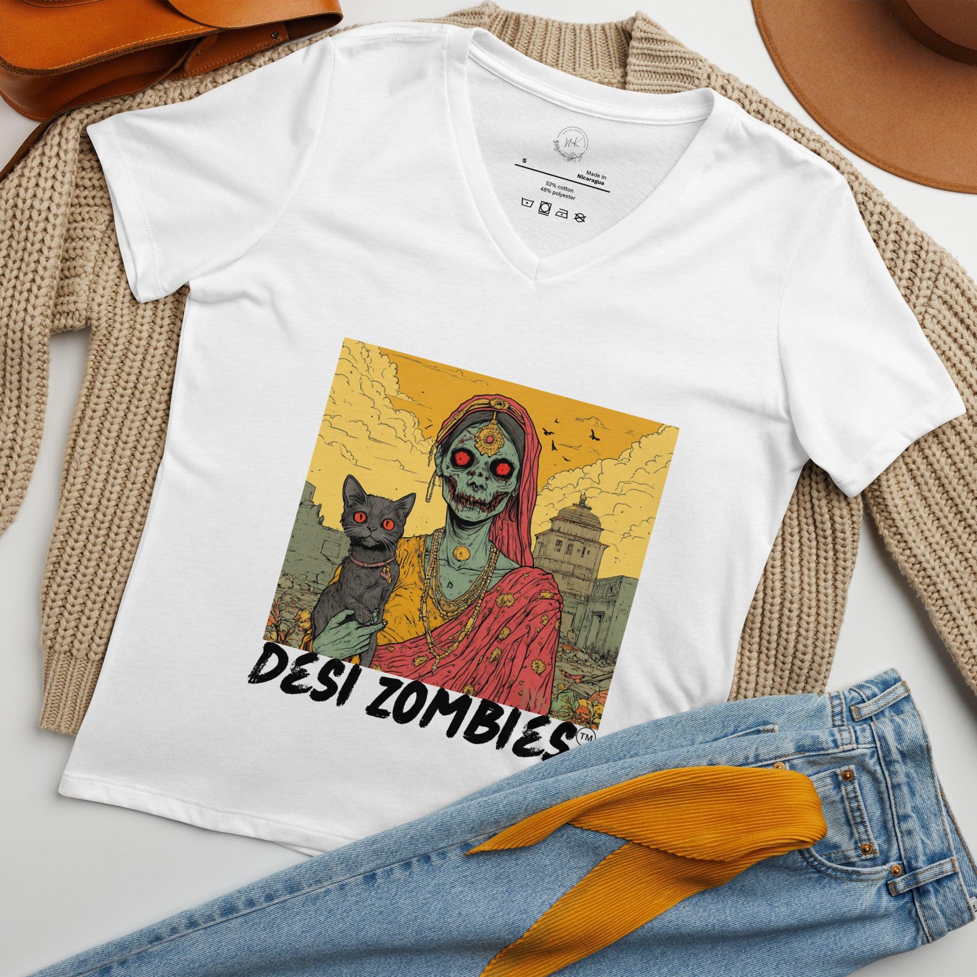 Desi Zombies™ No. 1 Women’s relaxed v-neck t-shirt - Nafisa Khan Designs