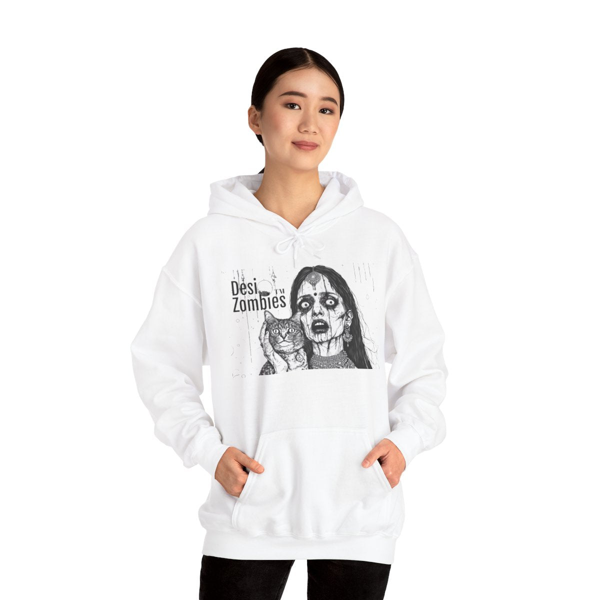 Zombie Girl Hoodie — 'Desi Zombies' Horror Graphic Pullover